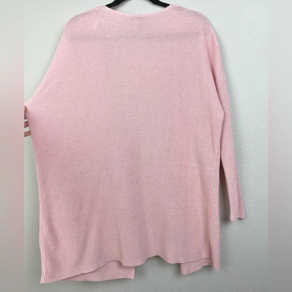 Eileen Fisher Women's Medium Open Front Cardigan Organic Linen Cotton Blush Pink - Picture 14 of 16